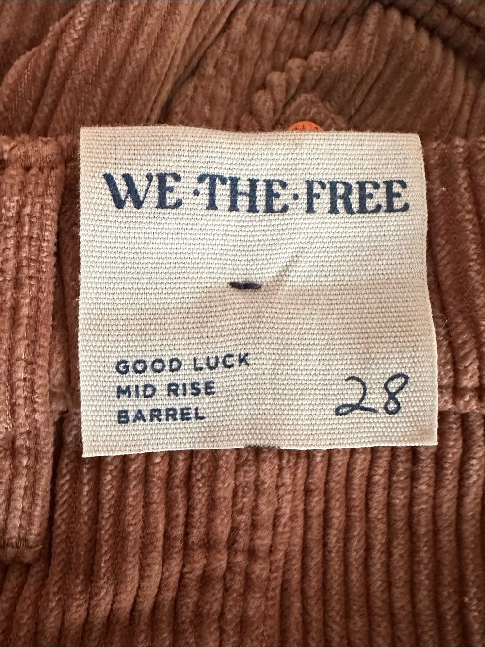 Free People We The Free Good Luck Mid-Rise Cord Barrel Jeans - Picture 7 of 7